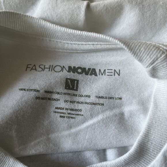 M Fashion nova men white graphic t-shirt 100% cotton made in Mexico Get Money - Picture 7 of 7